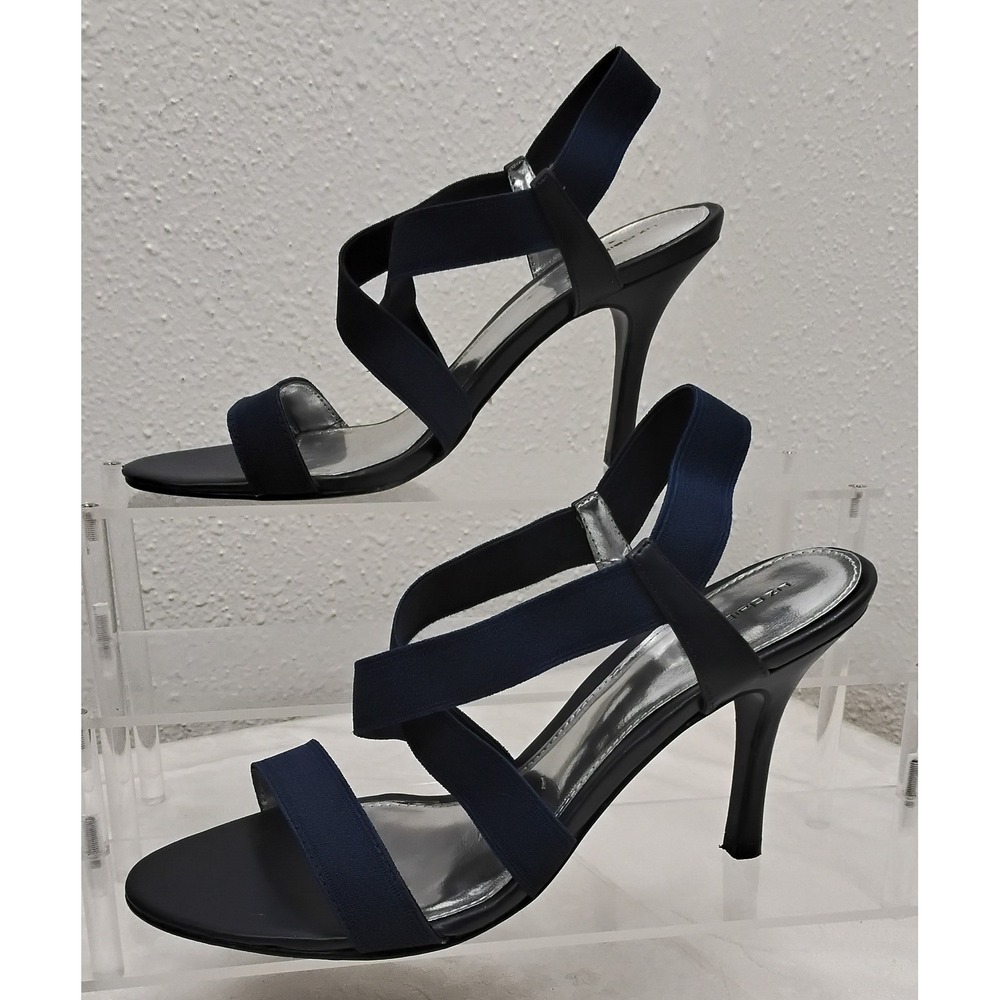 Liz Claiborne Blue Stretch Heel Sandals Elastic Strap Size 7.5M
